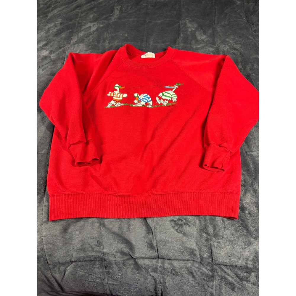 Vintage Bassett-Walker Red Duck Graphic Raglan Sweatshirt Mens XL USA‎ Made 80s